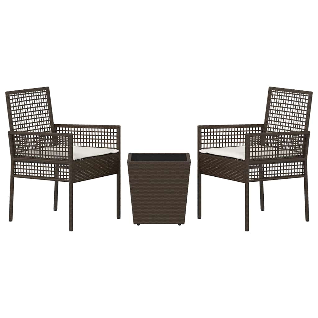Set Bistro de Grădină 3 pcs Maro poliratan GartenMobel Dekor