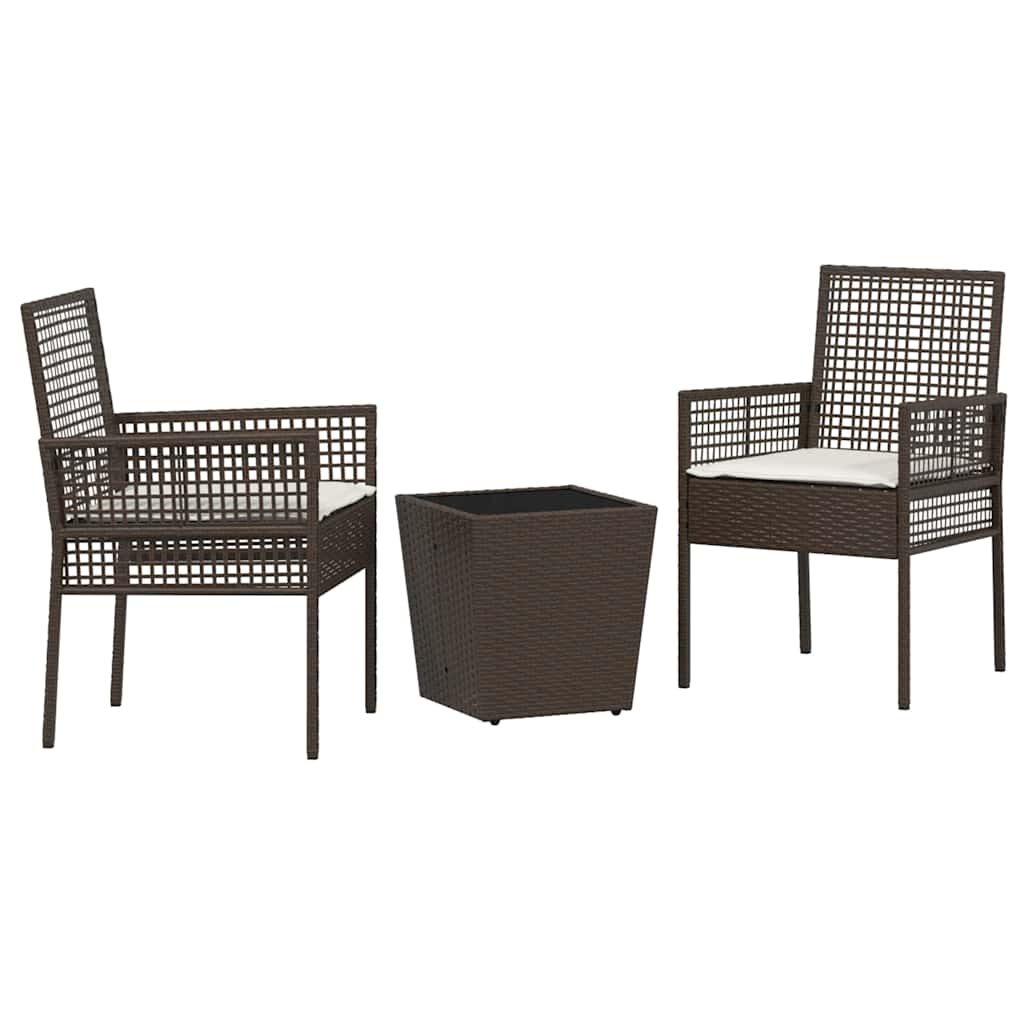 Set Bistro de Grădină 3 pcs Maro poliratan GartenMobel Dekor
