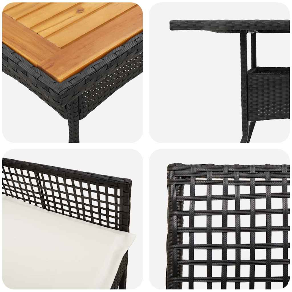 Set de masă pentru grădină 3 pcs Negru poliratan GartenMobel Dekor