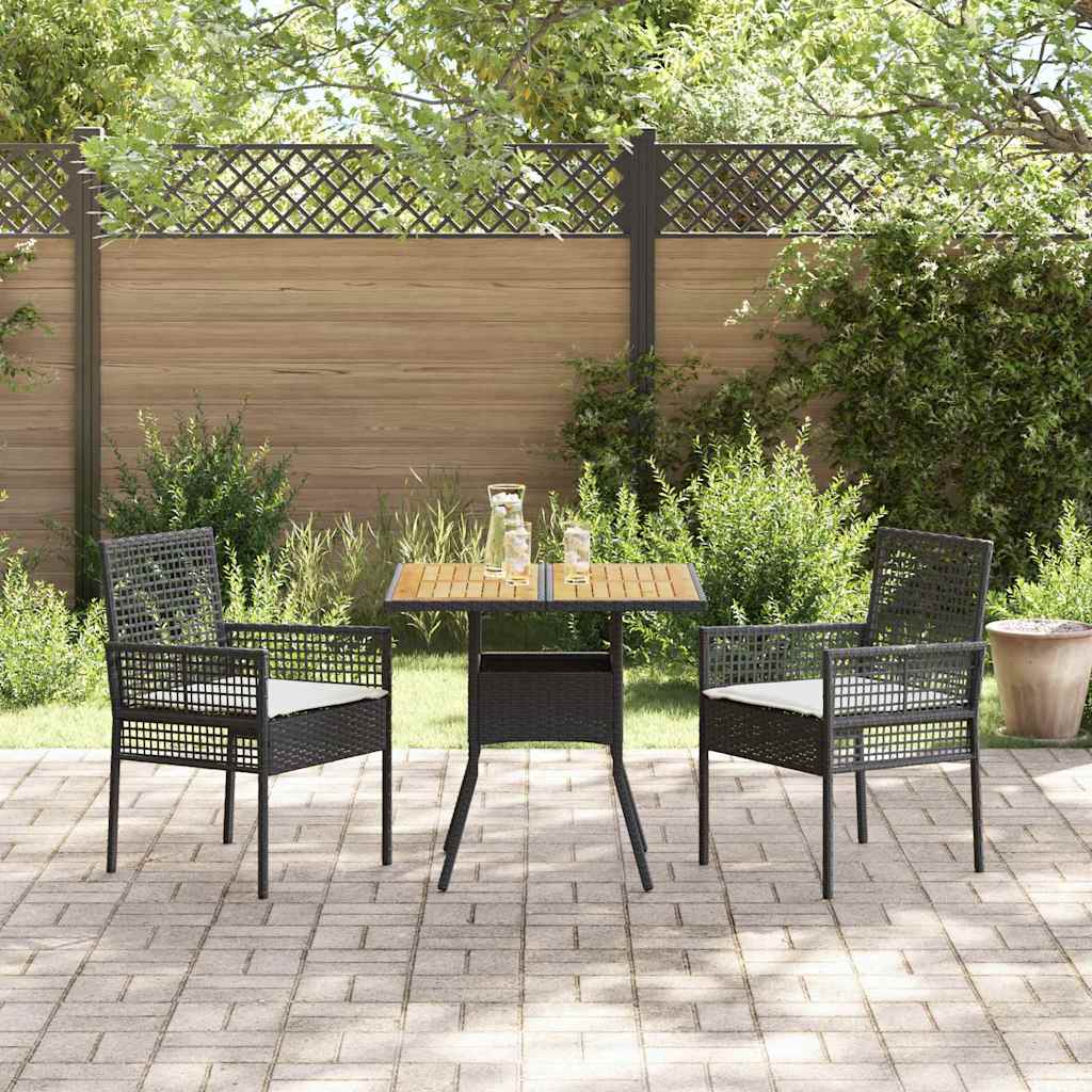 Set de masă pentru grădină 3 pcs Negru poliratan GartenMobel Dekor