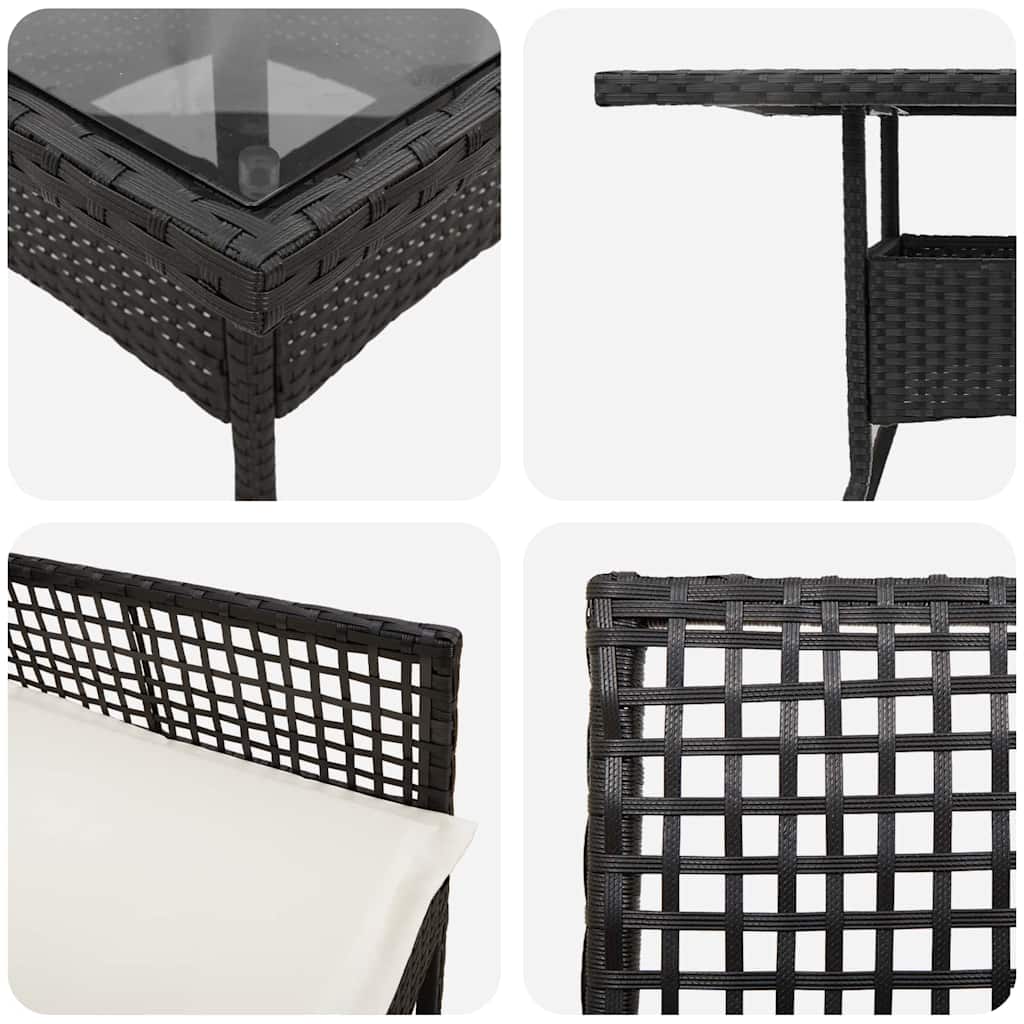 Set de masă pentru grădină 5 pcs Negru poliratan GartenMobel Dekor