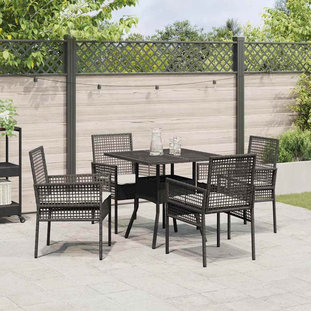 Set de masă pentru grădină 5 pcs Negru poliratan GartenMobel Dekor