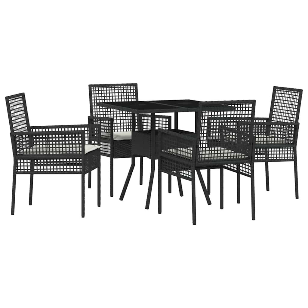 Set de masă pentru grădină 5 pcs Negru poliratan GartenMobel Dekor