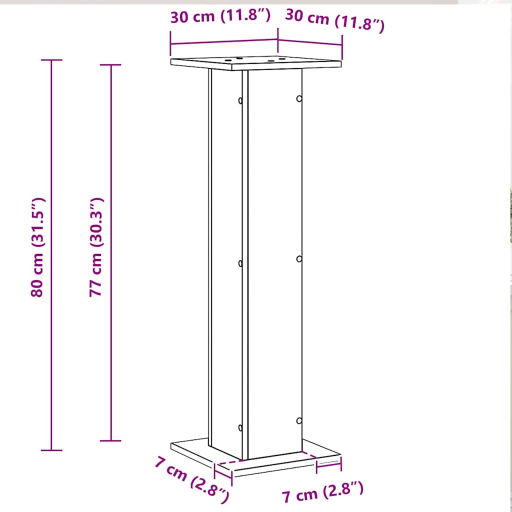 Suport pentru plante 2 pcs Stejar Negru 30 x 30 x 80 cm GartenMobel Dekor