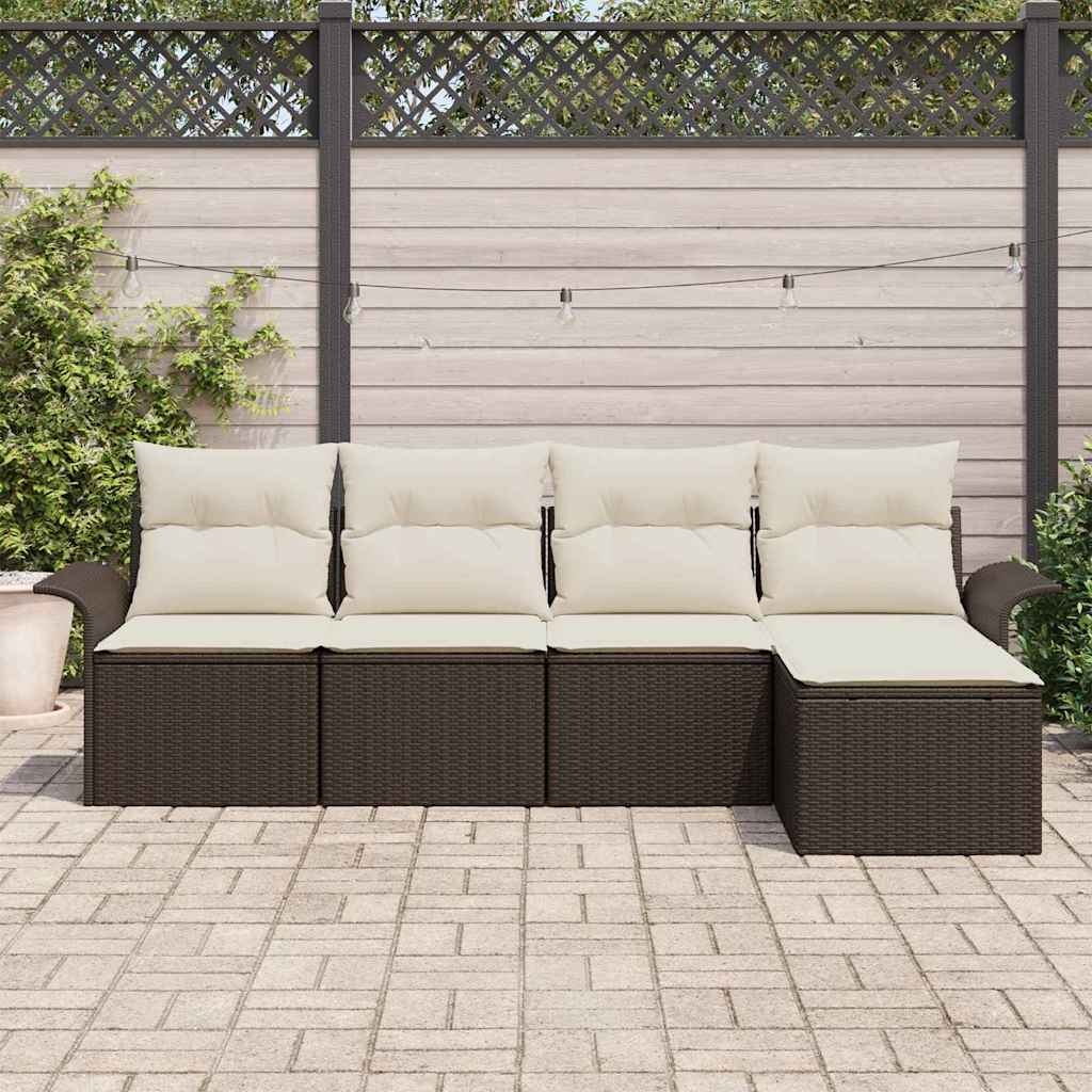 Canapea de exterior cu pernă 5 pcs Maro poliratan GartenMobel Dekor