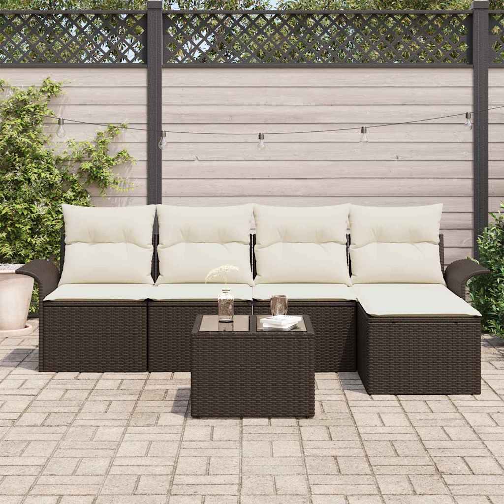 Canapea de exterior cu pernă 6 pcs Maro poliratan GartenMobel Dekor