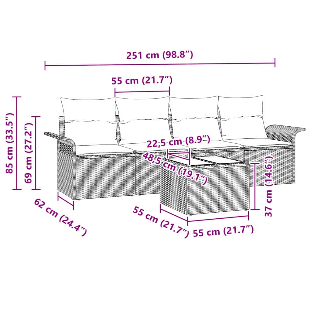 Set de canapea cu pernă 5 pcs Negru poliratan GartenMobel Dekor