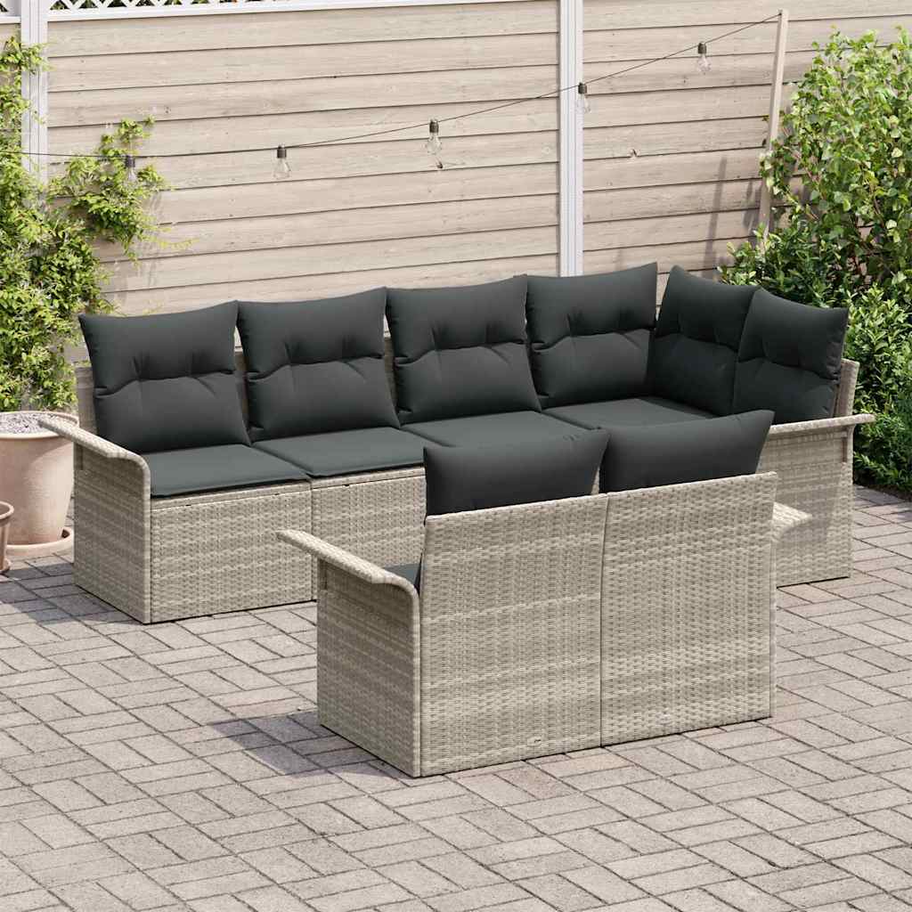 Set de canapele pentru grădină 7 pcs Gri deschis poliratan GartenMobel Dekor