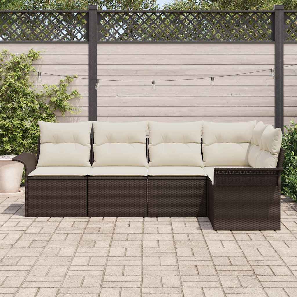 Set de canapele pentru grădină cu pernă 5 pcs Maro poliratan GartenMobel Dekor