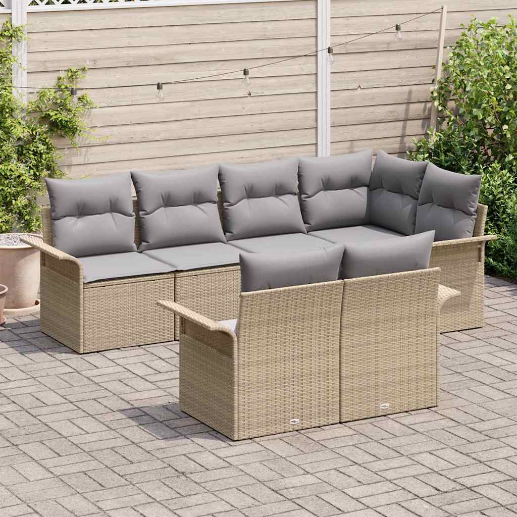 Set de canapele pentru grădină cu pernă 7 pcs Bej poliratan GartenMobel Dekor