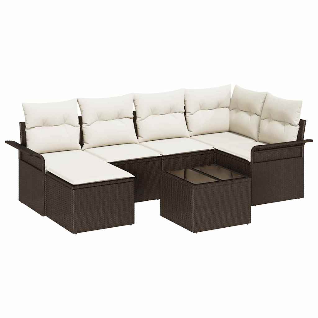 Set de canapele pentru grădină cu pernă 7 pcs Maro Rattan poli GartenMobel Dekor