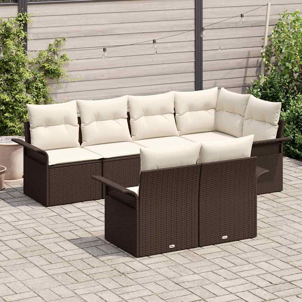 Set de canapele pentru grădină cu pernă 7 pcs Maro poliratan GartenMobel Dekor