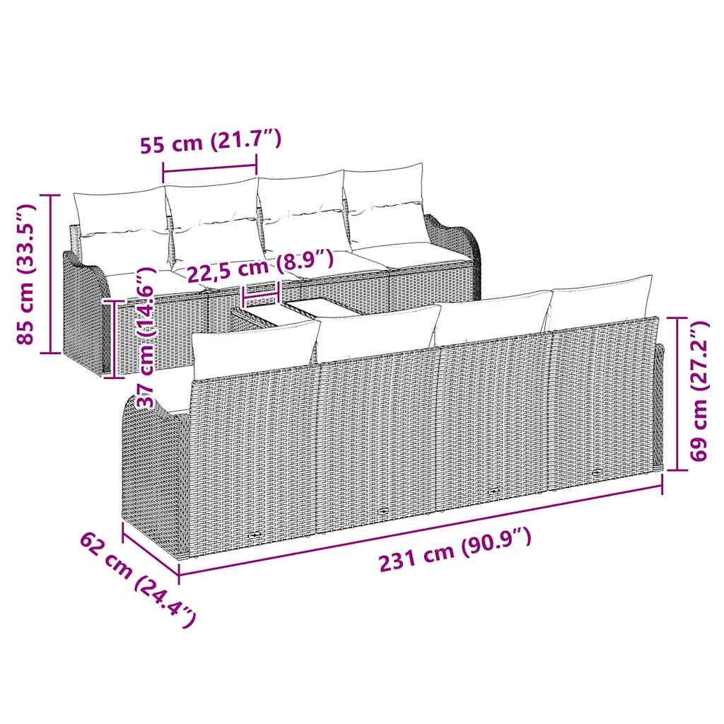 Set de canapele pentru grădină Bej 55 x 55 x 37 cm poliratan GartenMobel Dekor