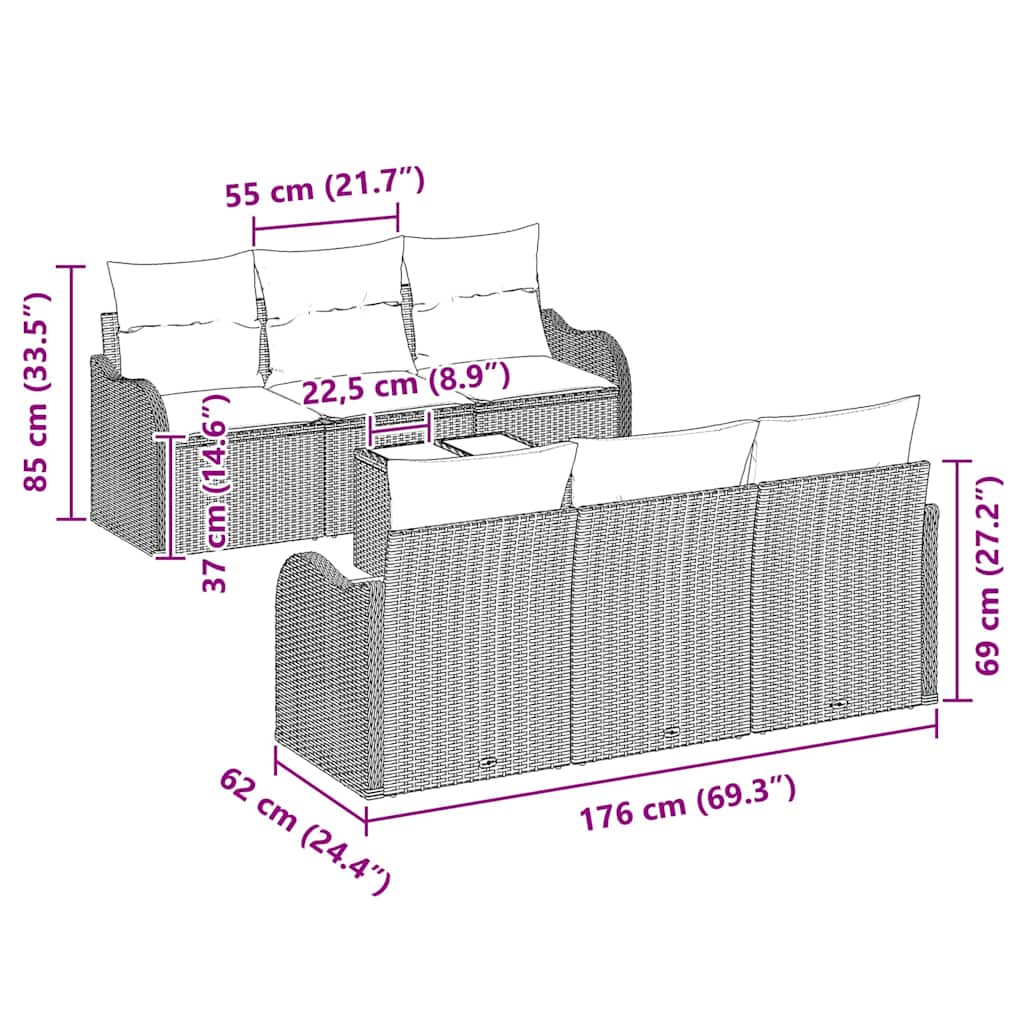 Set de canapele pentru grădină Gri deschis 55 x 55 x 37 cm GartenMobel Dekor
