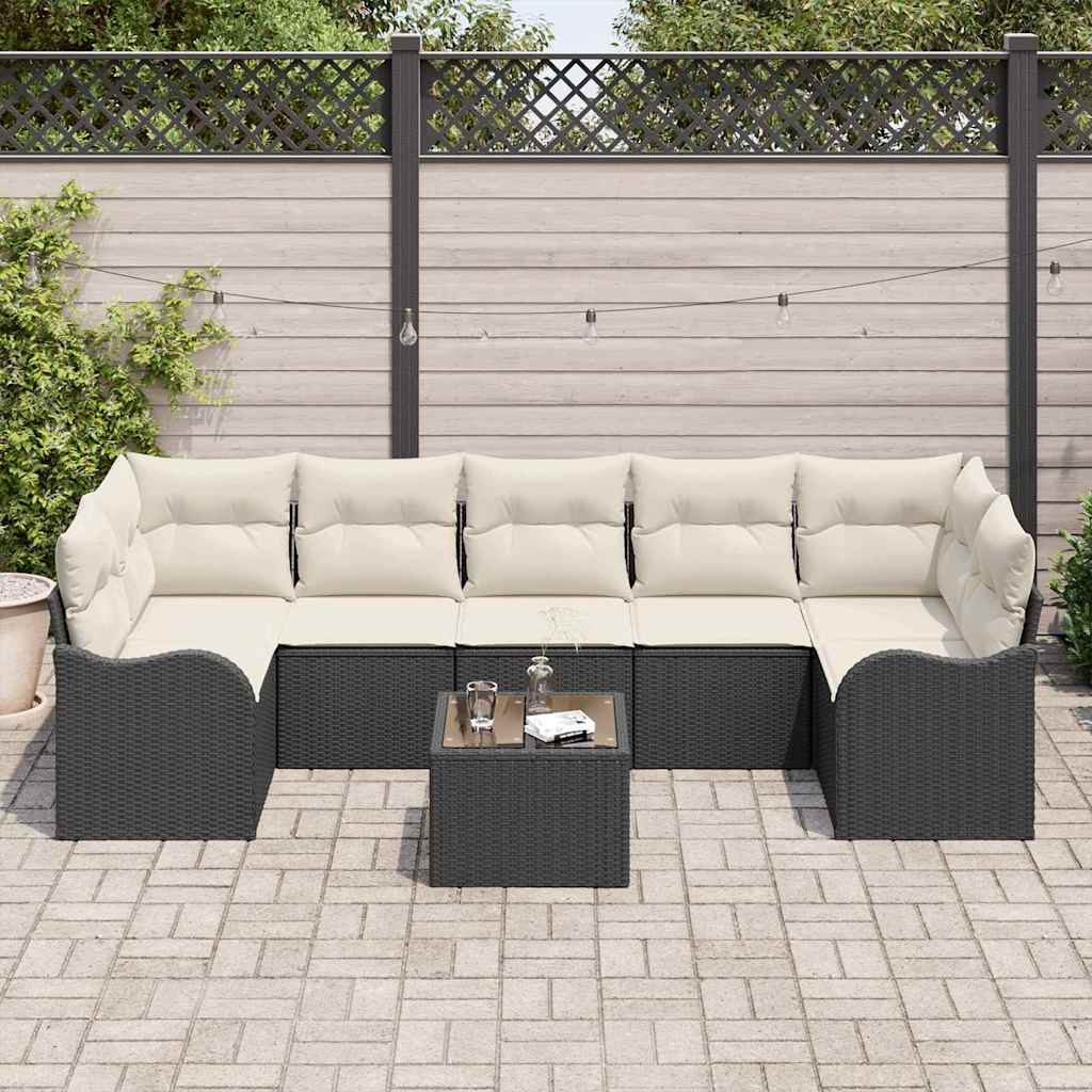 Set de canapele pentru grădină Negru 55 x 55 x 37 cm poliratan GartenMobel Dekor
