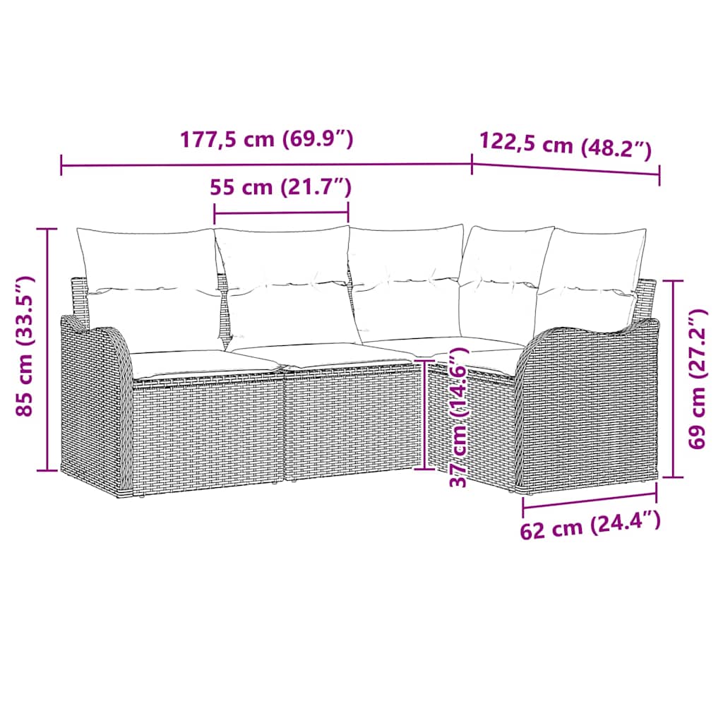 Set de canapele pentru grădină 4 pcs Gri poliratan GartenMobel Dekor