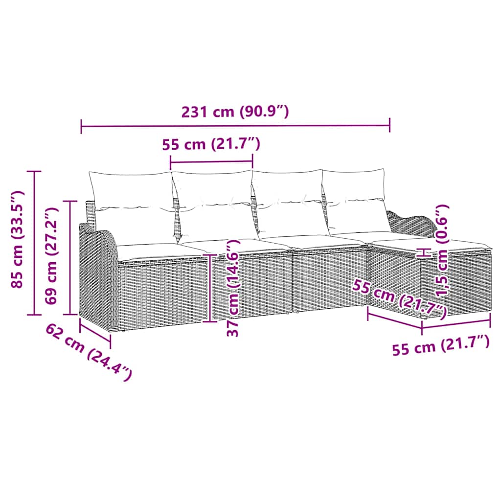 Set de canapele pentru grădină 5 pcs Gri deschis poliratan GartenMobel Dekor
