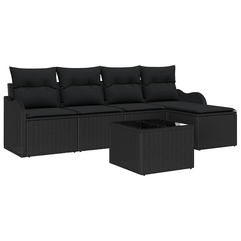 Set de canapele pentru grădină 6 pcs Negru poliratan GartenMobel Dekor