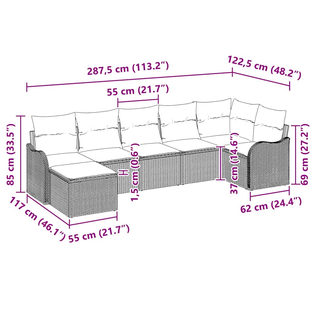 Set de canapele pentru grădină 7 pcs Bej poliratan GartenMobel Dekor