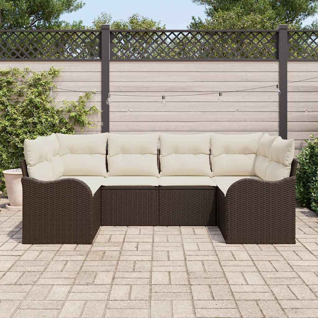 Set de canapele pentru grădină cu pernă 6 pcs Maro Rattan poli GartenMobel Dekor