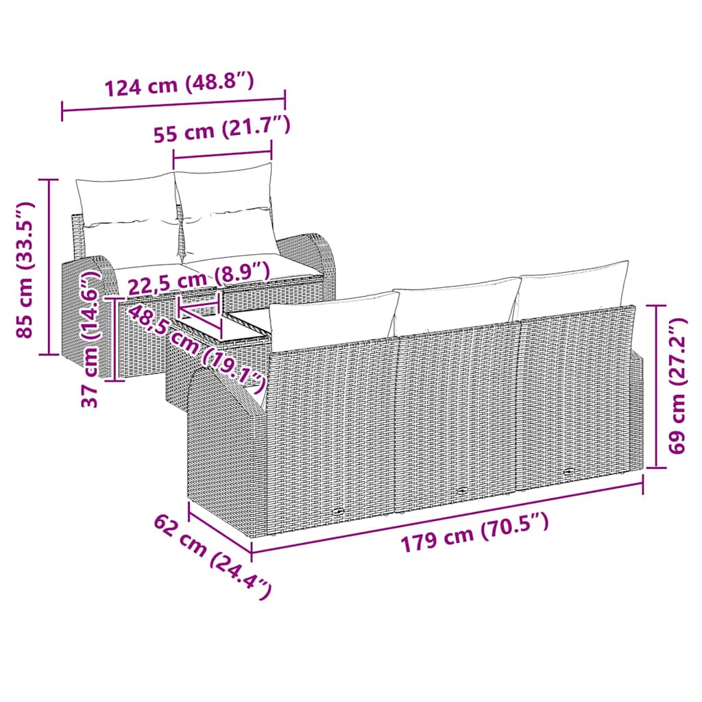 Set de canapele pentru grădină Bej 55 x 55 x 37 cm poliratan GartenMobel Dekor