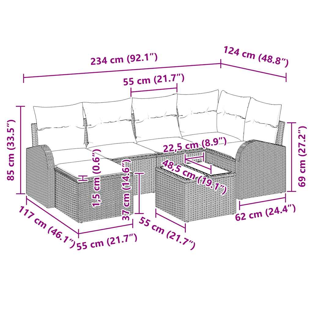 Set de canapele pentru grădină 7 pcs Bej poliratan GartenMobel Dekor