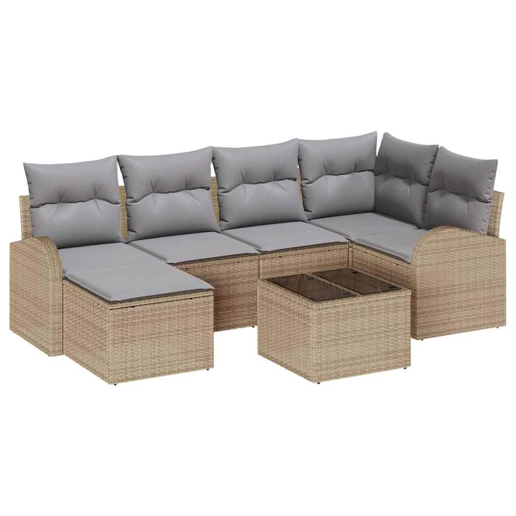 Set de canapele pentru grădină 7 pcs Bej poliratan GartenMobel Dekor