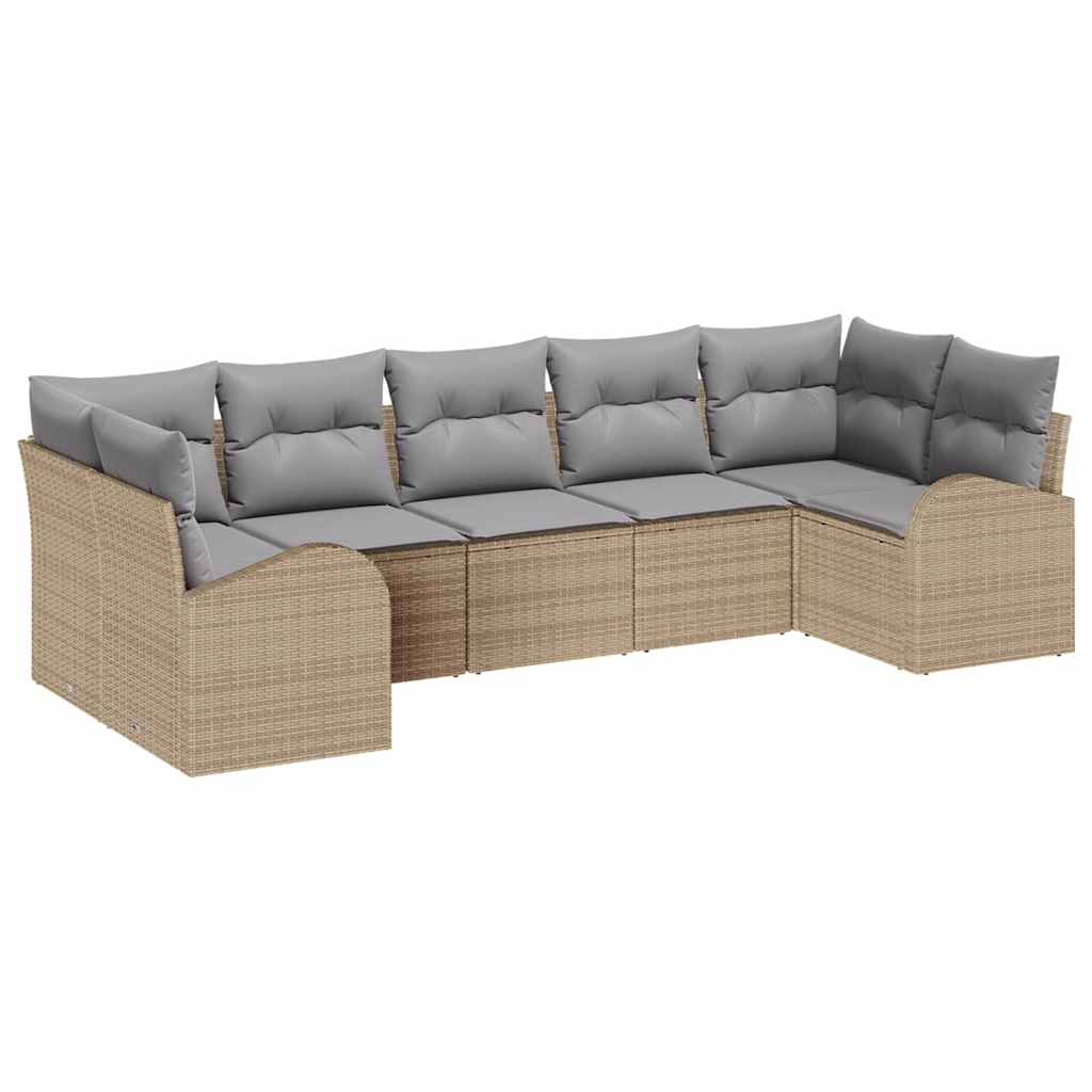 Set de canapele pentru grădină cu pernă 7 pcs Bej Poli Rattan GartenMobel Dekor