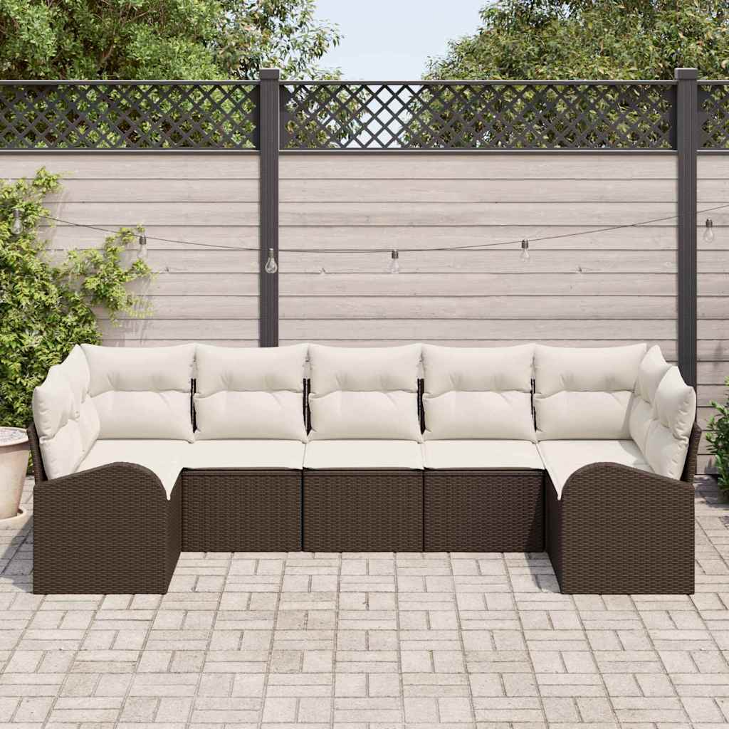 Set de canapele pentru grădină cu pernă 7 pcs Maro Poli Rattan GartenMobel Dekor
