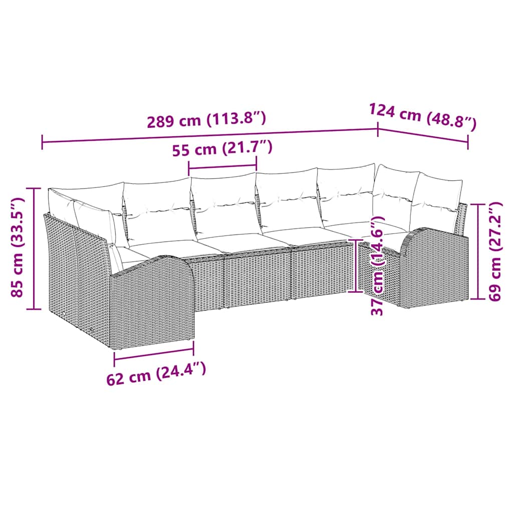 Set de canapele pentru grădină cu pernă 7 pcs Negru Poli Rattan GartenMobel Dekor