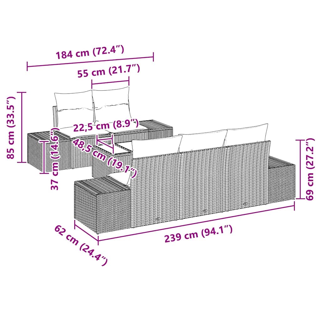 Set de canapele pentru grădină 6 pcs Gri deschis poliratan GartenMobel Dekor