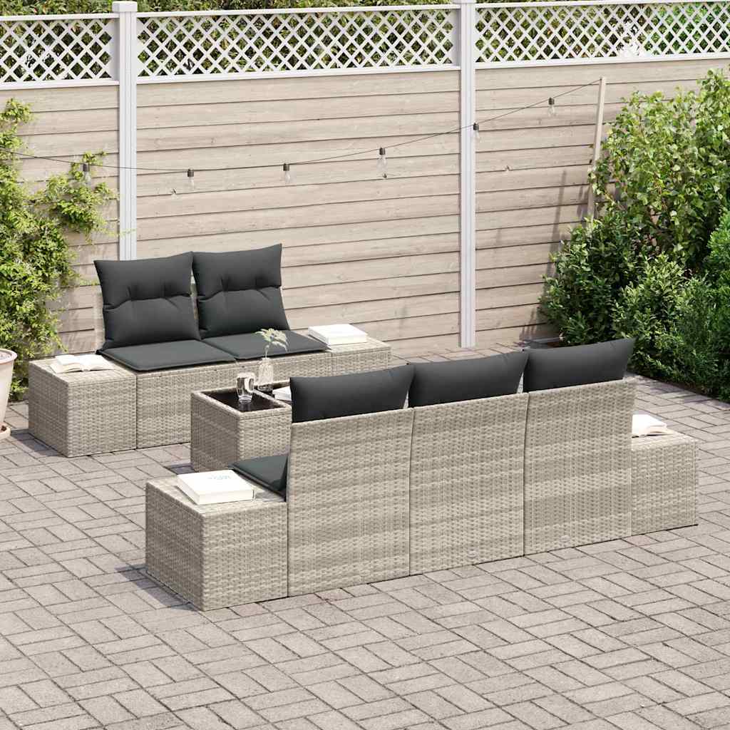 Set de canapele pentru grădină 6 pcs Gri deschis poliratan GartenMobel Dekor