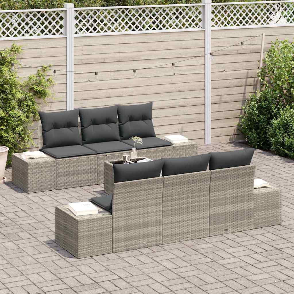 Set de canapele pentru grădină 7 pcs Gri deschis poliratan GartenMobel Dekor