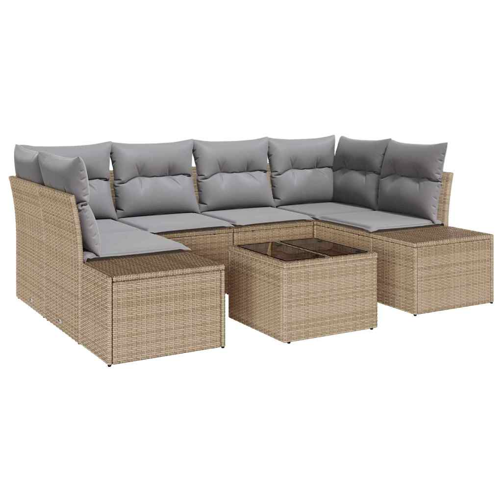 Set de canapele pentru grădină cu pernă 7 pcs Bej poliratan GartenMobel Dekor