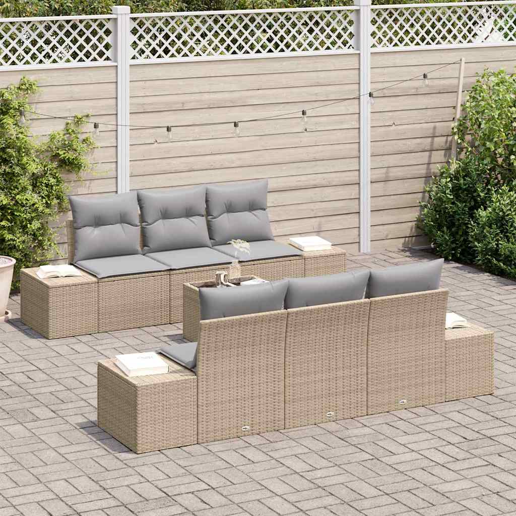 Set de canapele pentru grădină cu pernă 7 pcs Bej poliratan GartenMobel Dekor