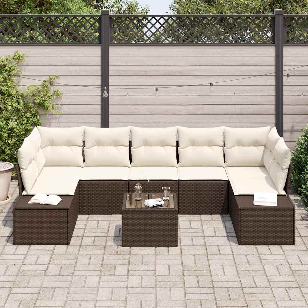 Set de canapele pentru grădină cu pernă 8 pcs Maro poliratan GartenMobel Dekor