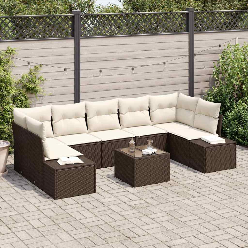 Set de canapele pentru grădină cu pernă 8 pcs Maro poliratan GartenMobel Dekor