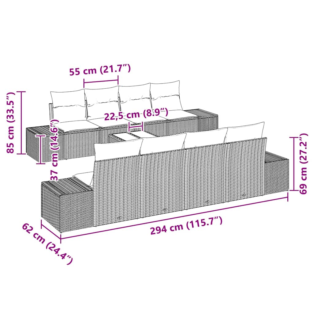 Set de canapele pentru grădină 7 pcs Beige și gri deschis GartenMobel Dekor
