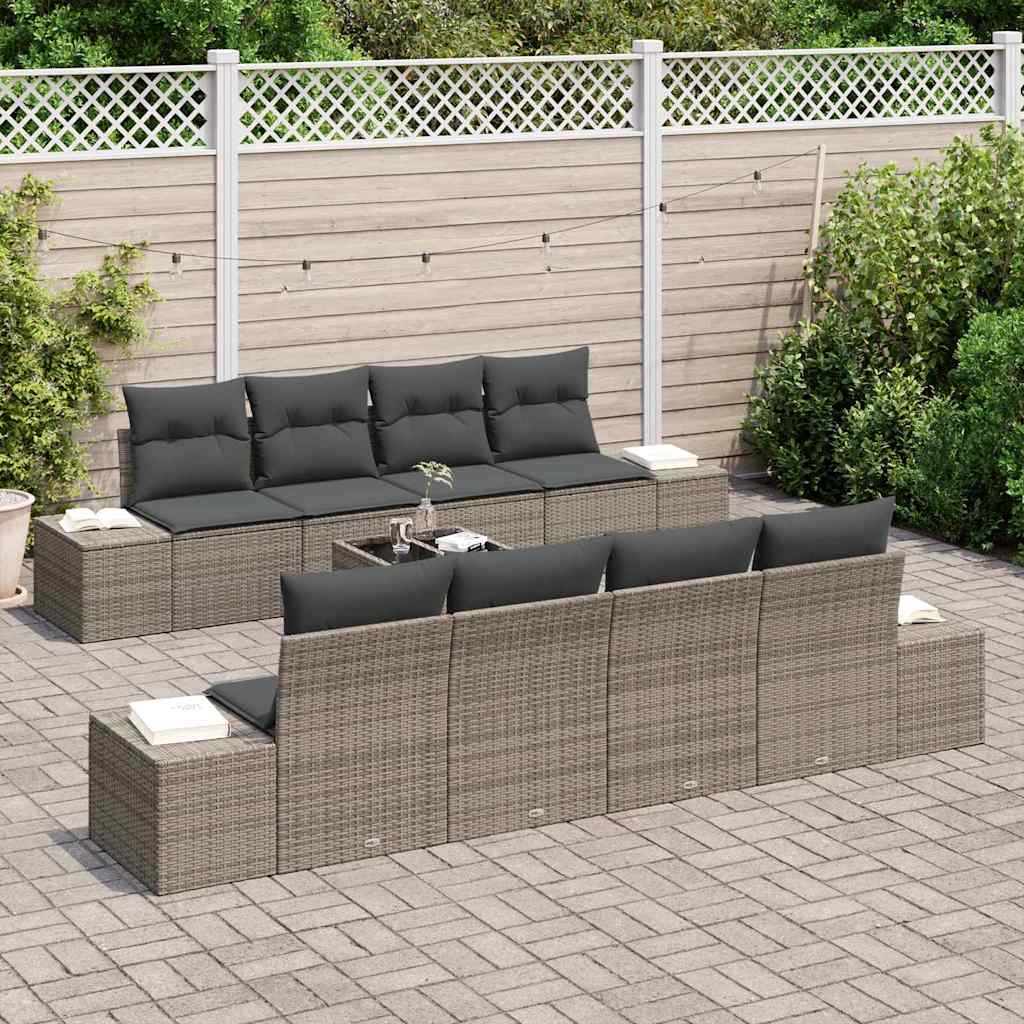 Set de canapele pentru grădină cu pernă 7 pcs Gri poliratan GartenMobel Dekor