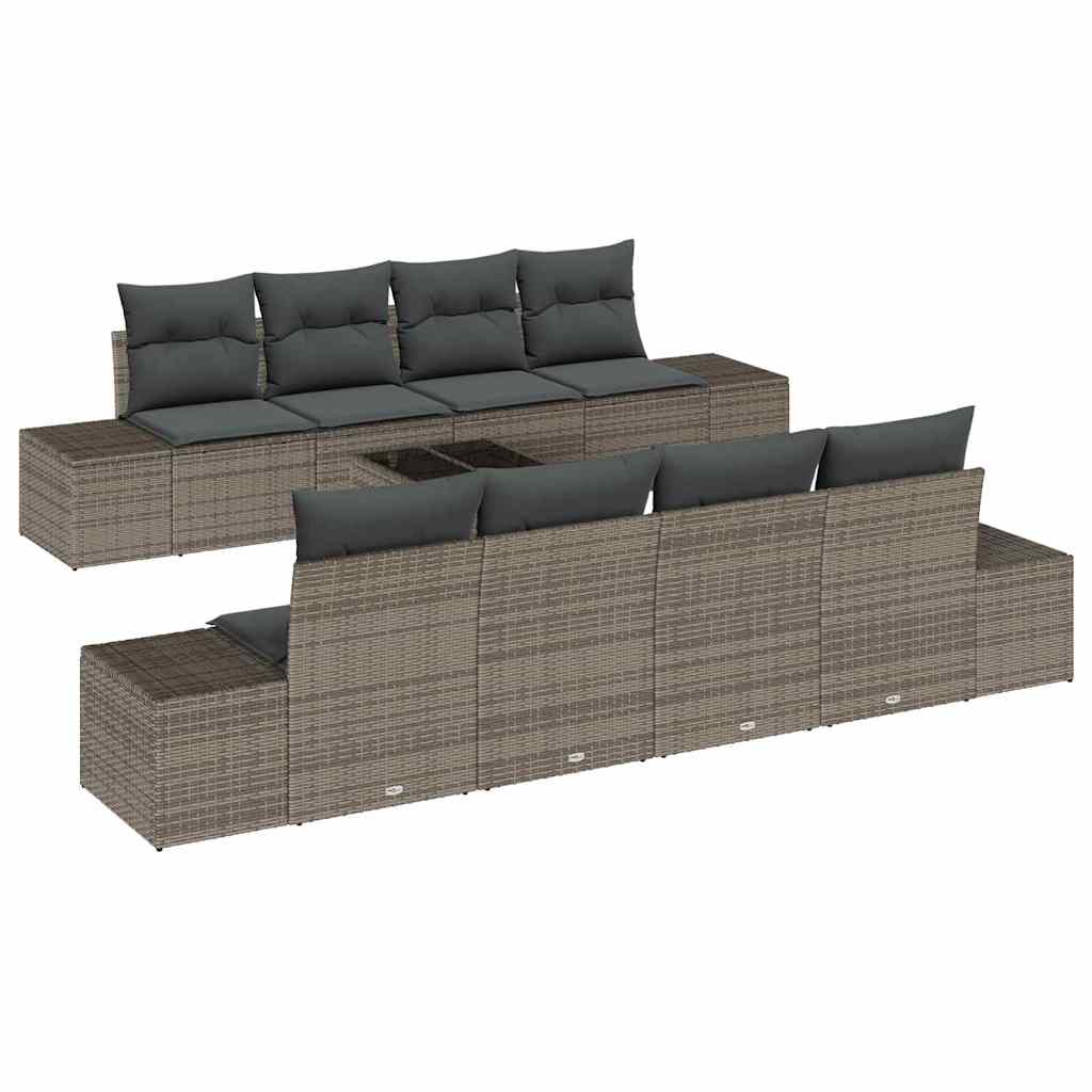 Set de canapele pentru grădină cu pernă 7 pcs Gri poliratan GartenMobel Dekor