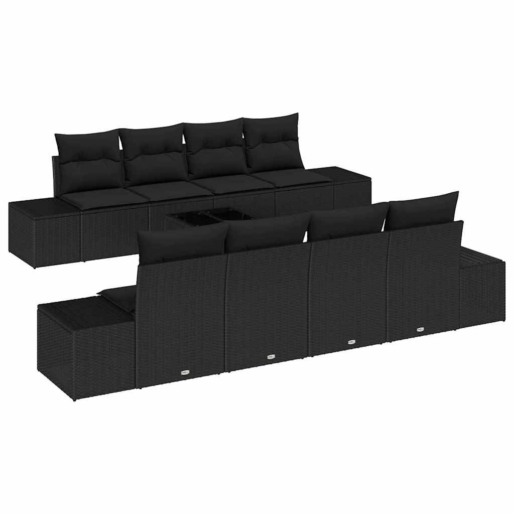 Set de canapele pentru grădină cu pernă 7 pcs Negru poliratan GartenMobel Dekor