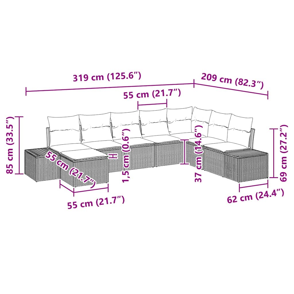 Set de canapele pentru grădină cu pernă 8 pcs poliratan GartenMobel Dekor