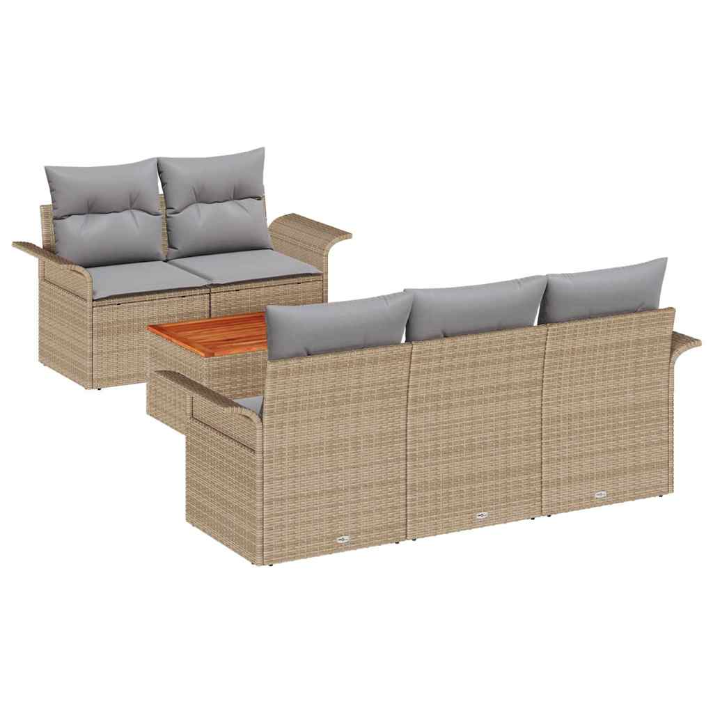 Set de canapele pentru grădină cu pernă 6 pcs Bej poliratan GartenMobel Dekor