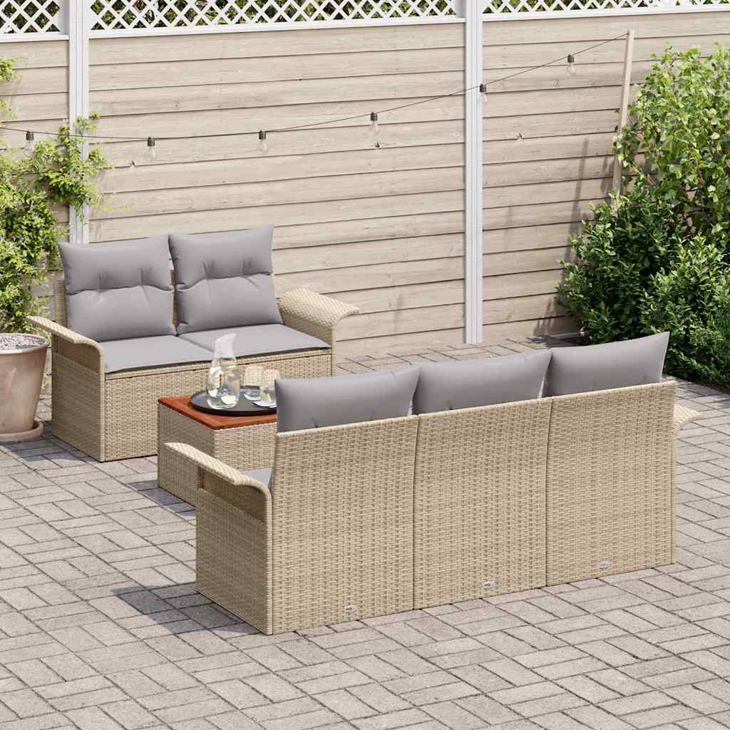 Set de canapele pentru grădină cu pernă 6 pcs Bej poliratan GartenMobel Dekor