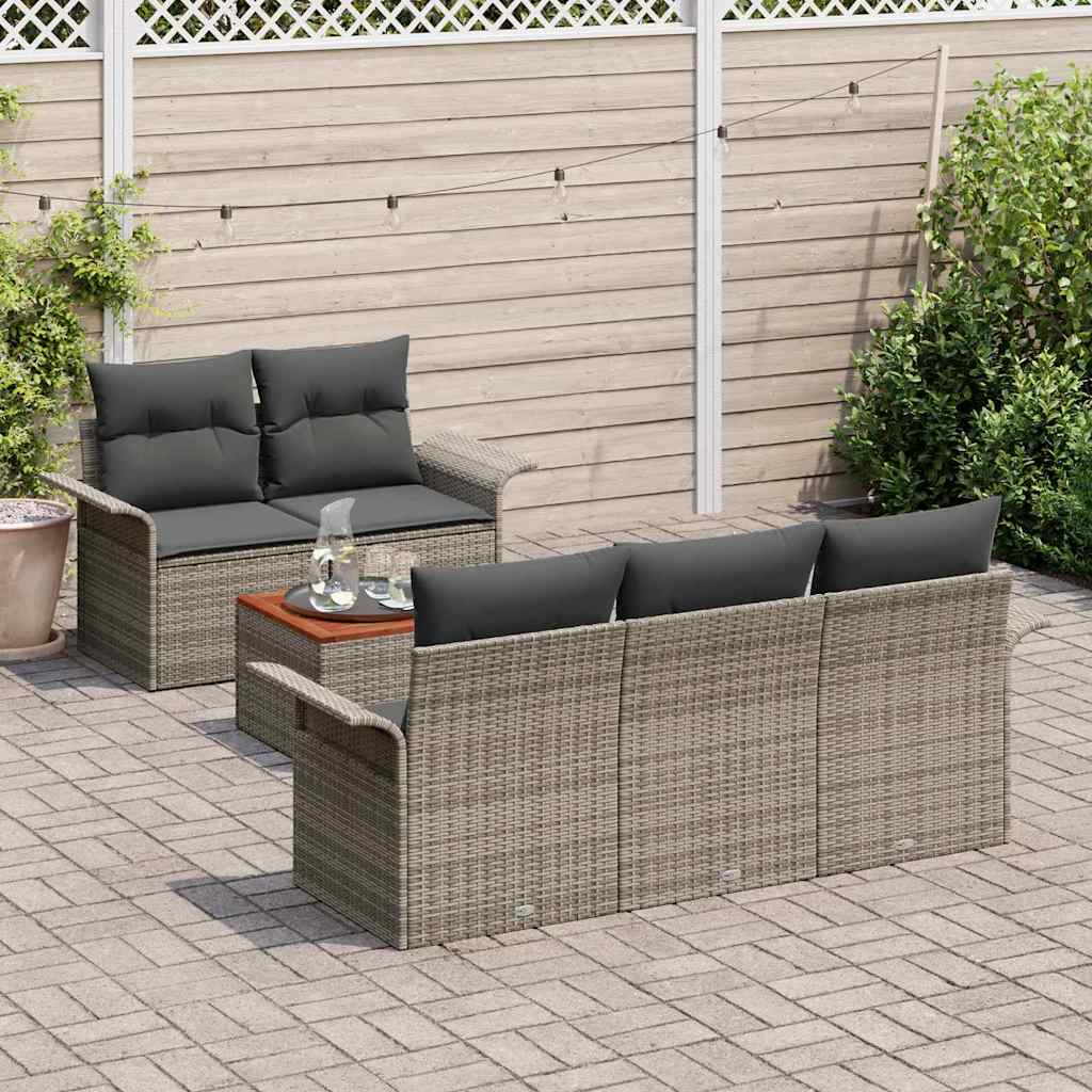 Set de canapele pentru grădină cu pernă 6 pcs Gri poliratan GartenMobel Dekor