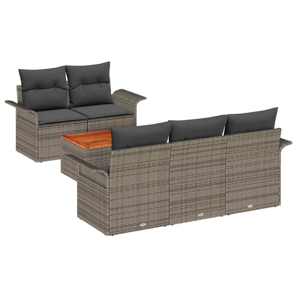 Set de canapele pentru grădină cu pernă 6 pcs Gri poliratan GartenMobel Dekor