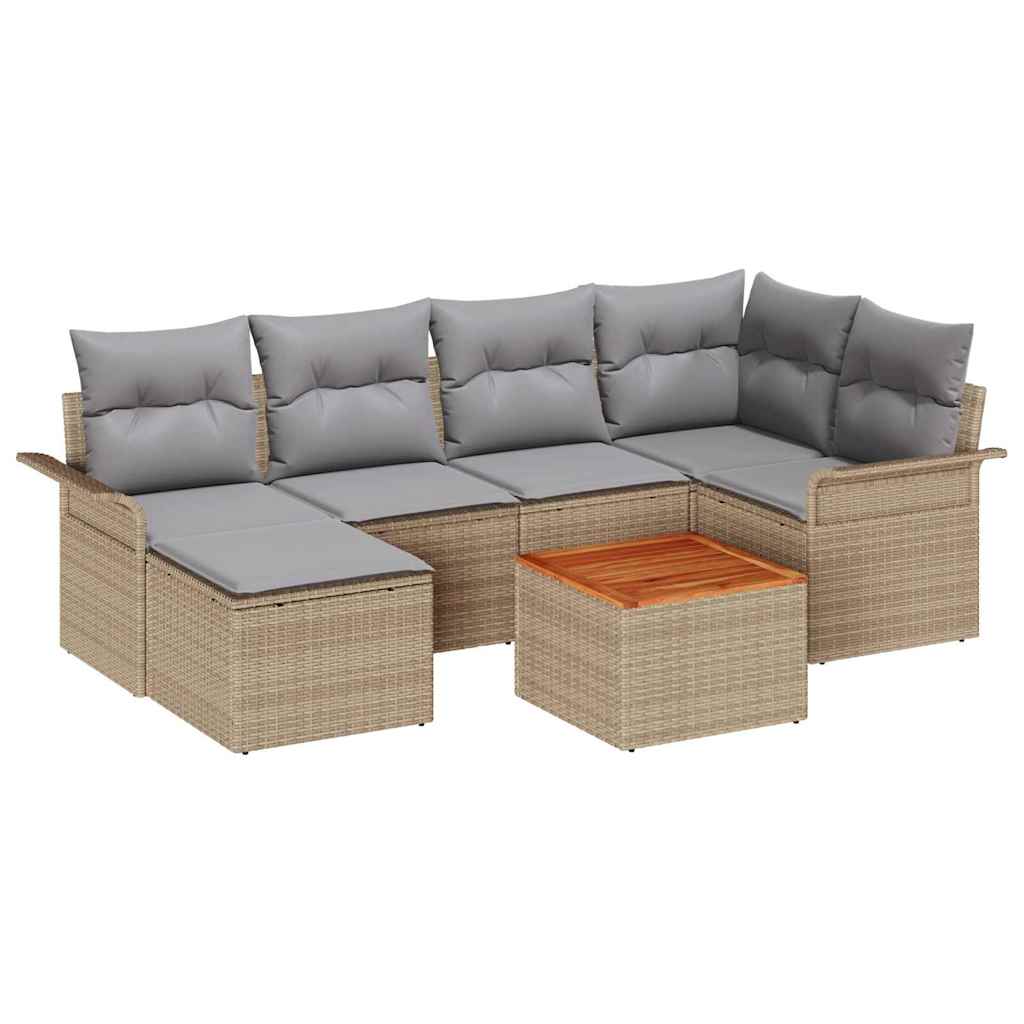 Set de canapele pentru grădină cu pernă 7 pcs Bej poliratan GartenMobel Dekor
