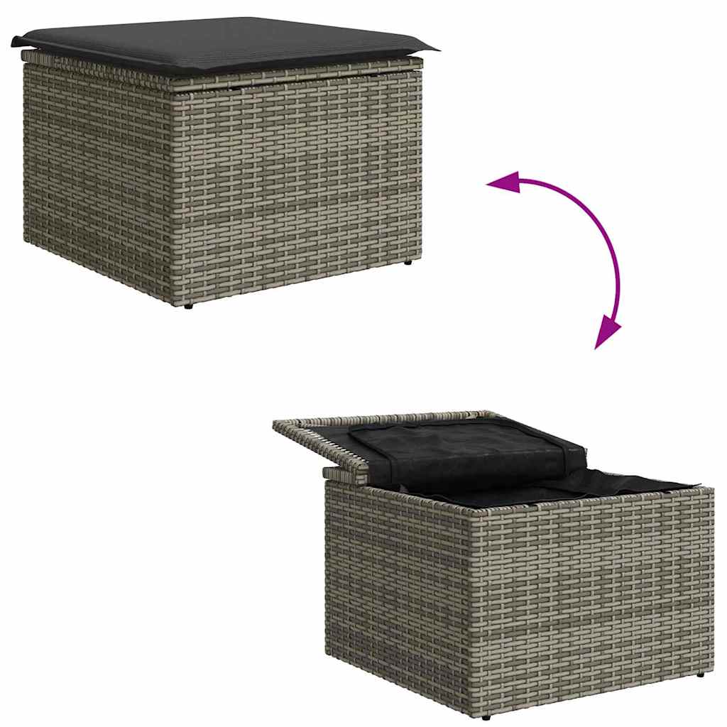 Set de canapele pentru grădină cu pernă 8 pcs Gri poliratan GartenMobel Dekor