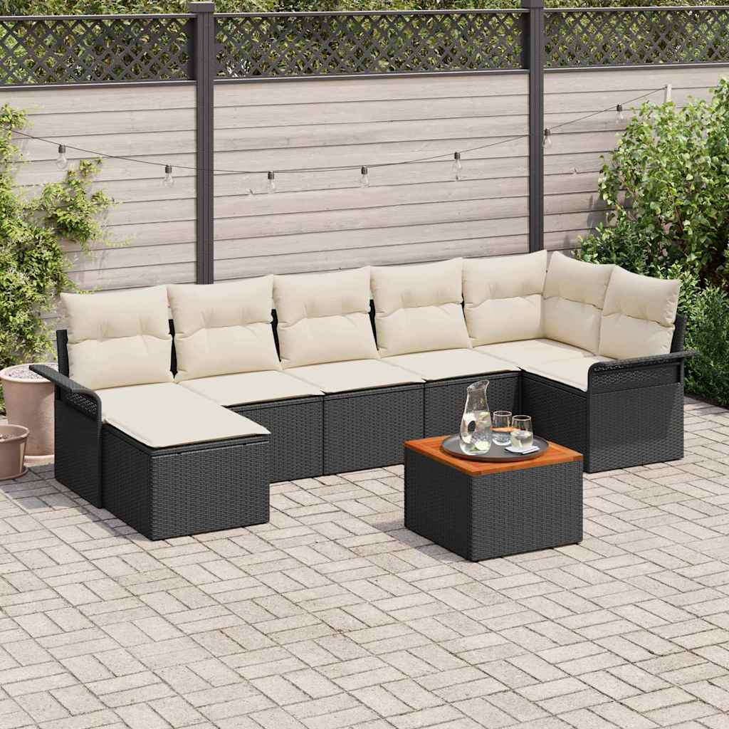Set de canapele pentru grădină cu pernă 8 pcs Negru poliratan GartenMobel Dekor