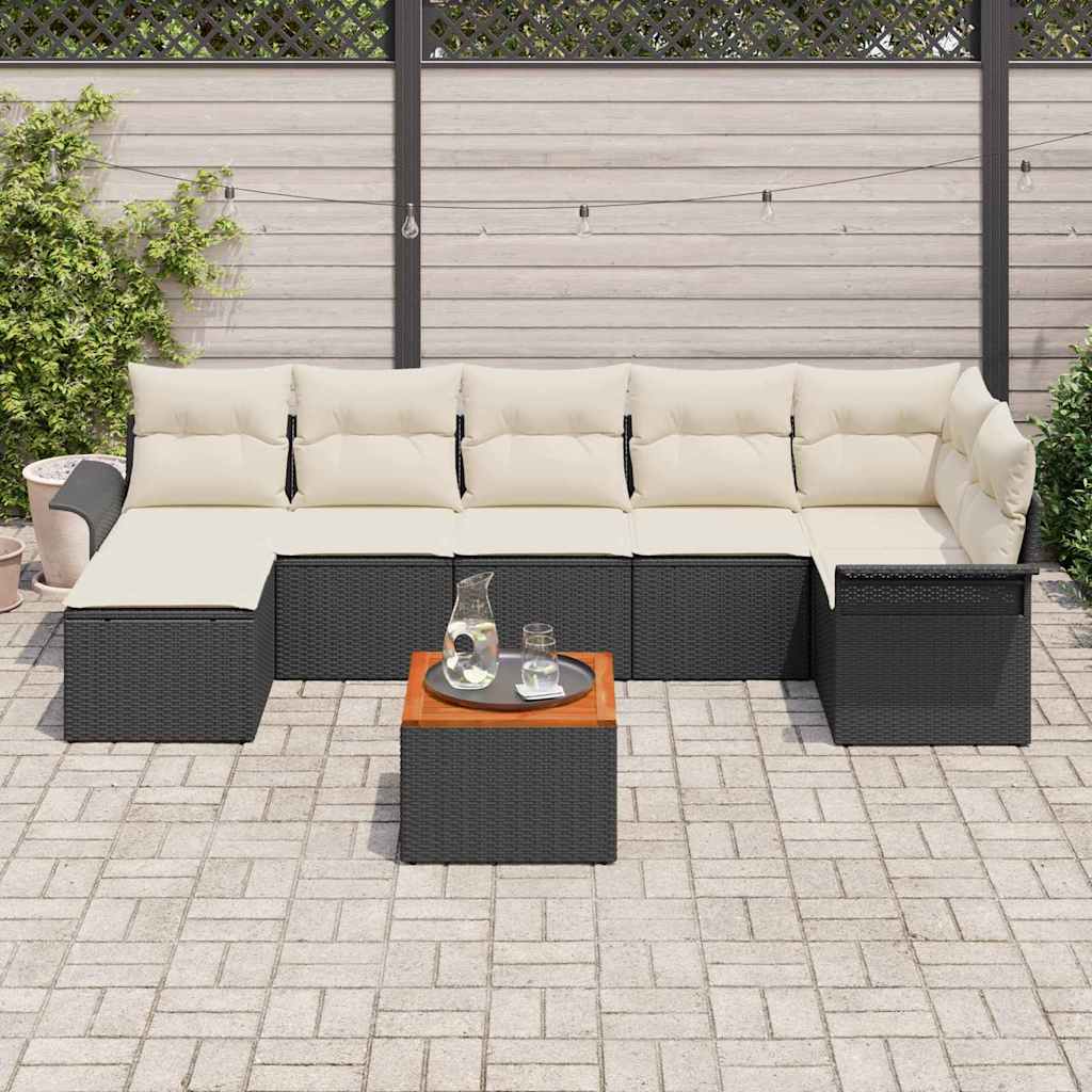 Set de canapele pentru grădină cu pernă 8 pcs Negru poliratan GartenMobel Dekor